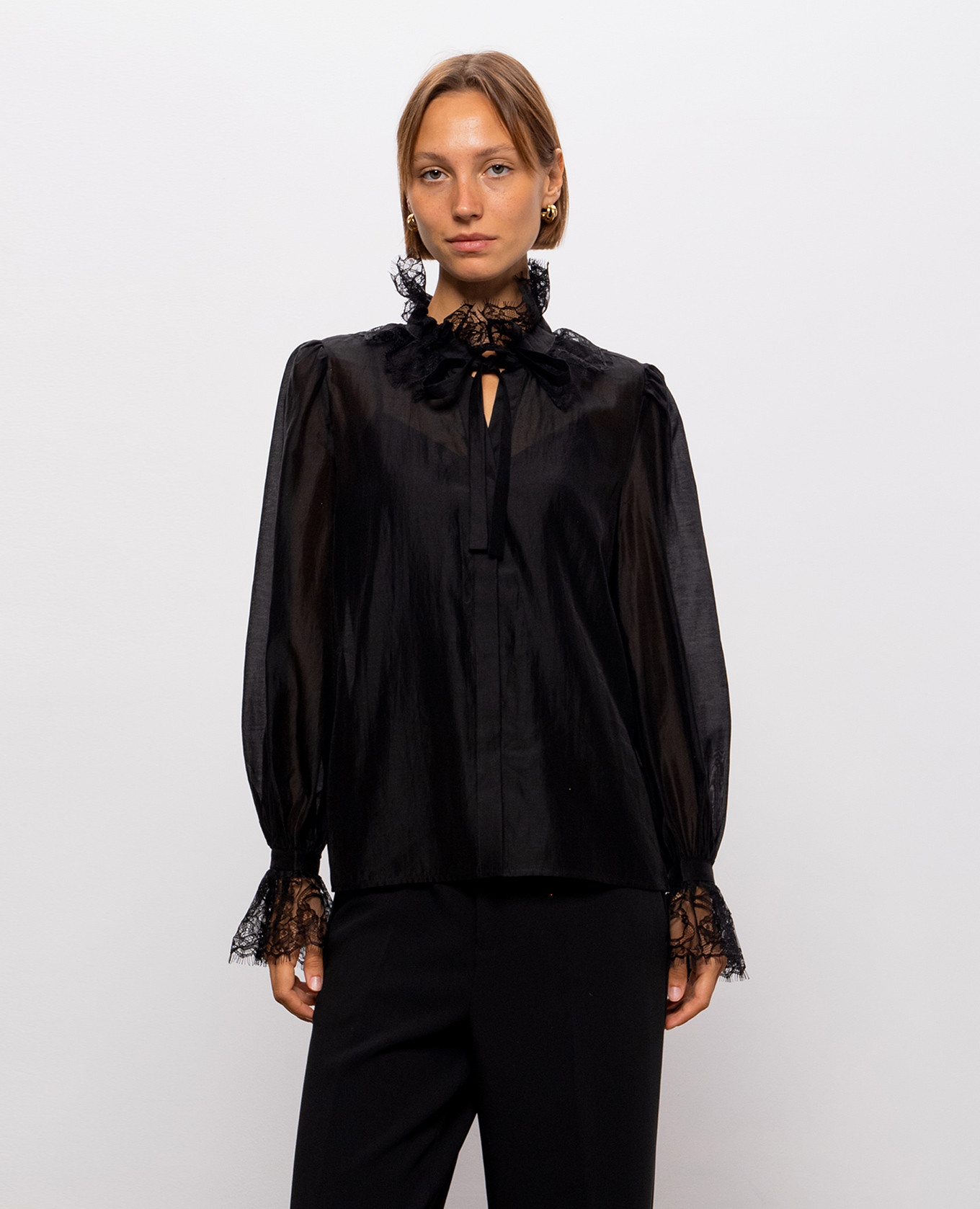 Black blouse with lace Twinset 3