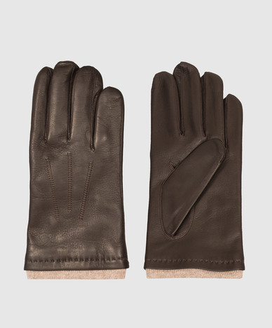 Dark brown leather gloves