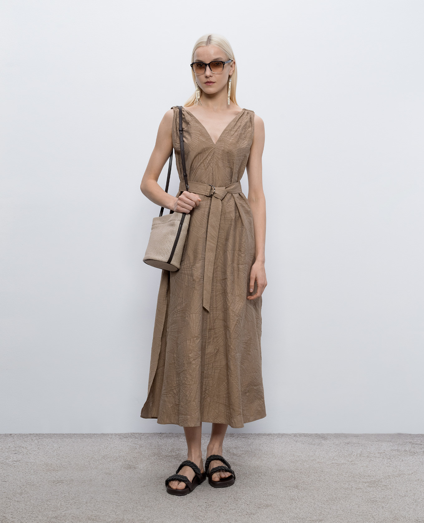 

Brown patterned dress Brunello Cucinelli