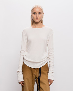 Ann Demeulemeester Ivory ribbed long-sleeve top B0014242FA659