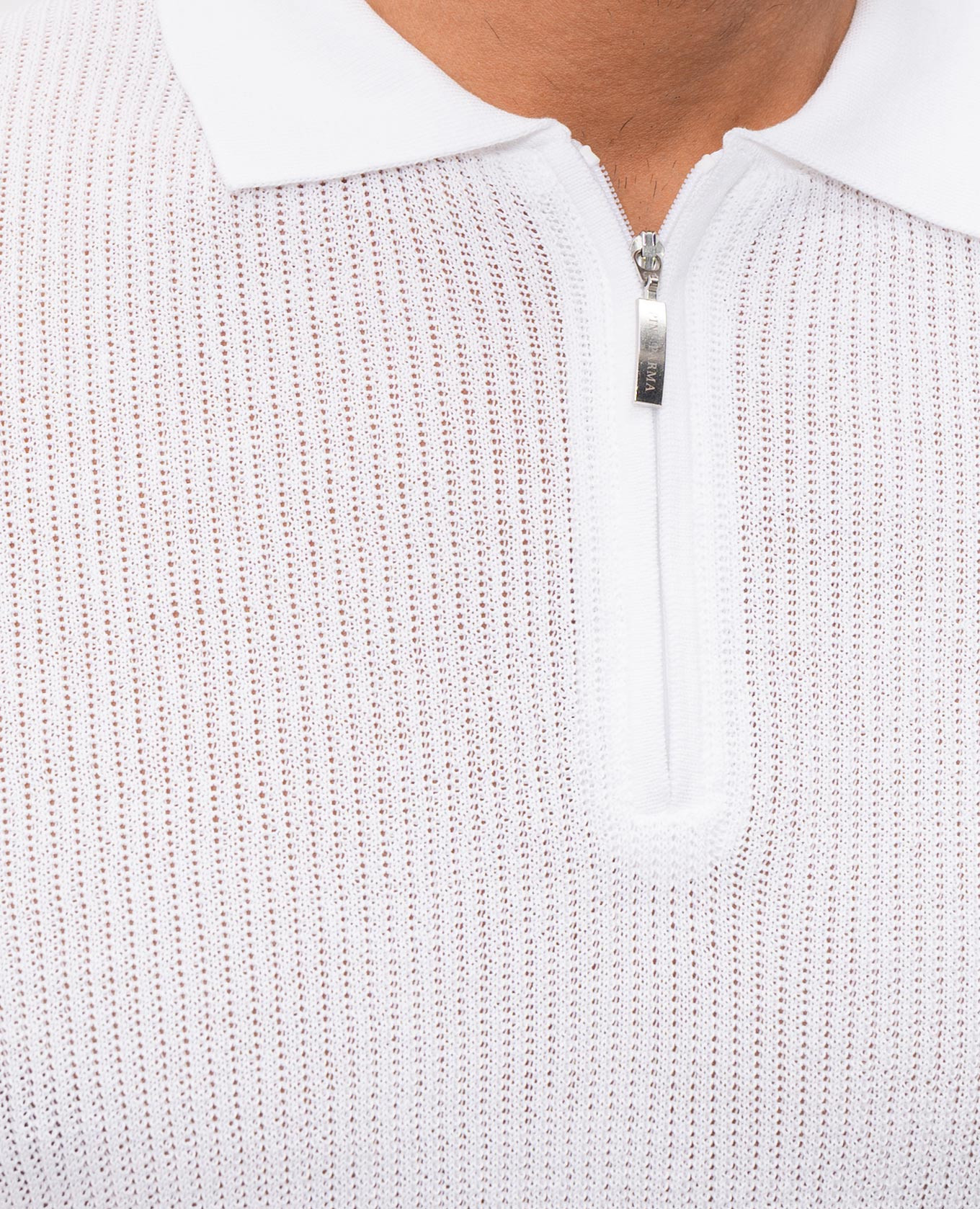 White polo shirt with zipper Pini Parma 5