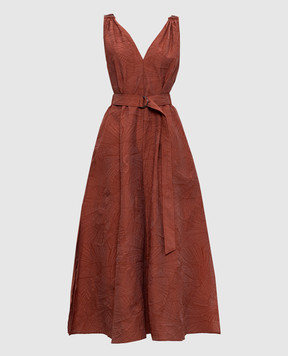 Brunello Cucinelli Brown midi dress with a pattern MQ988A5092
