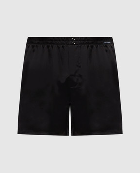 Dolce&Gabbana Black silk boxer briefs with logo patch M3A12TON0EC