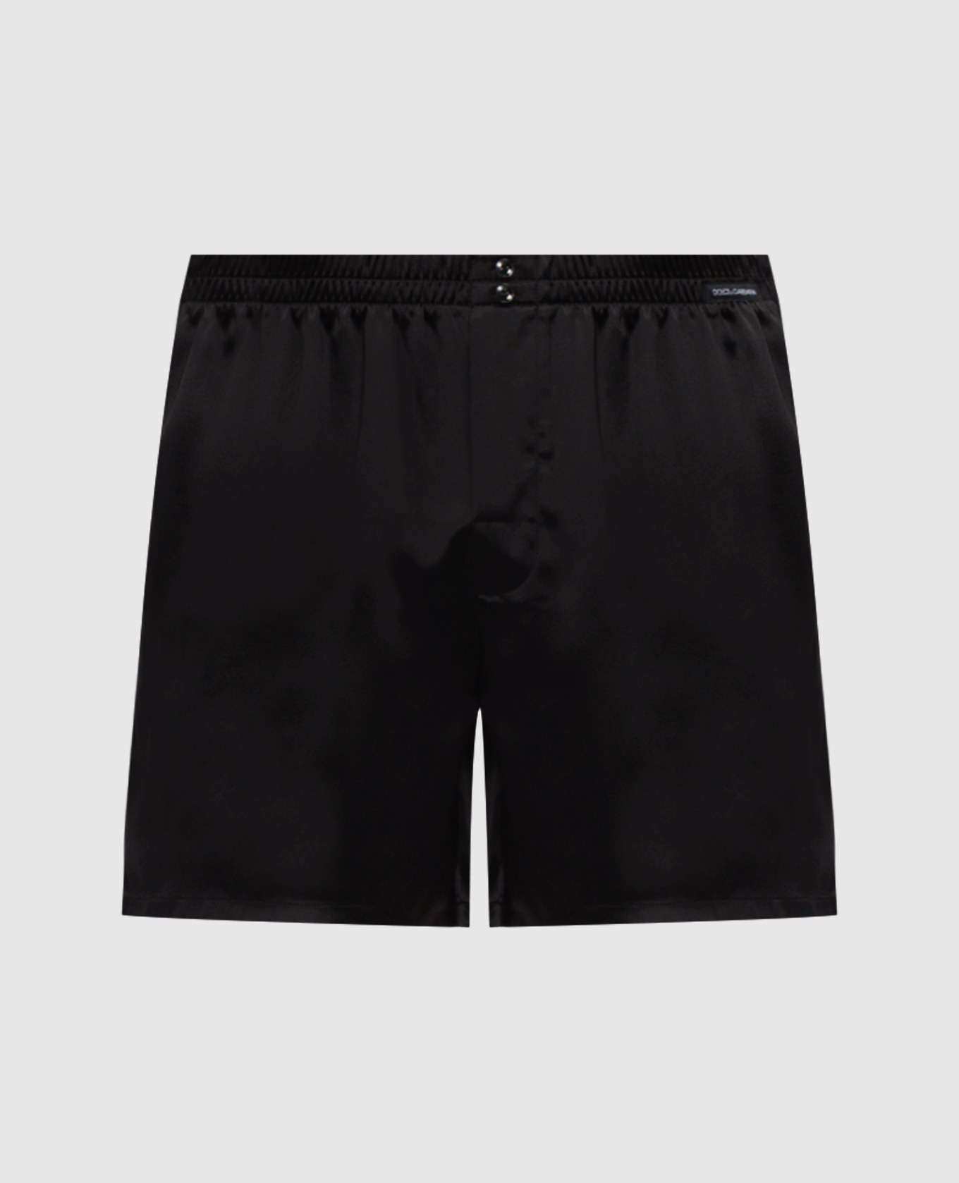 Black silk boxer briefs with logo patch