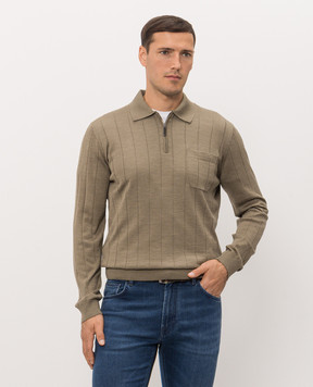 Stefano Ricci Khaki wool and silk polo shirt K808106P32F26372
