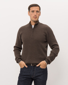 Peserico Brown cashmere jumper with zipper R59535F12E9010