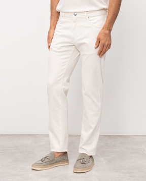 Peserico Ivory jeans with textured logo R54718TSQ07956