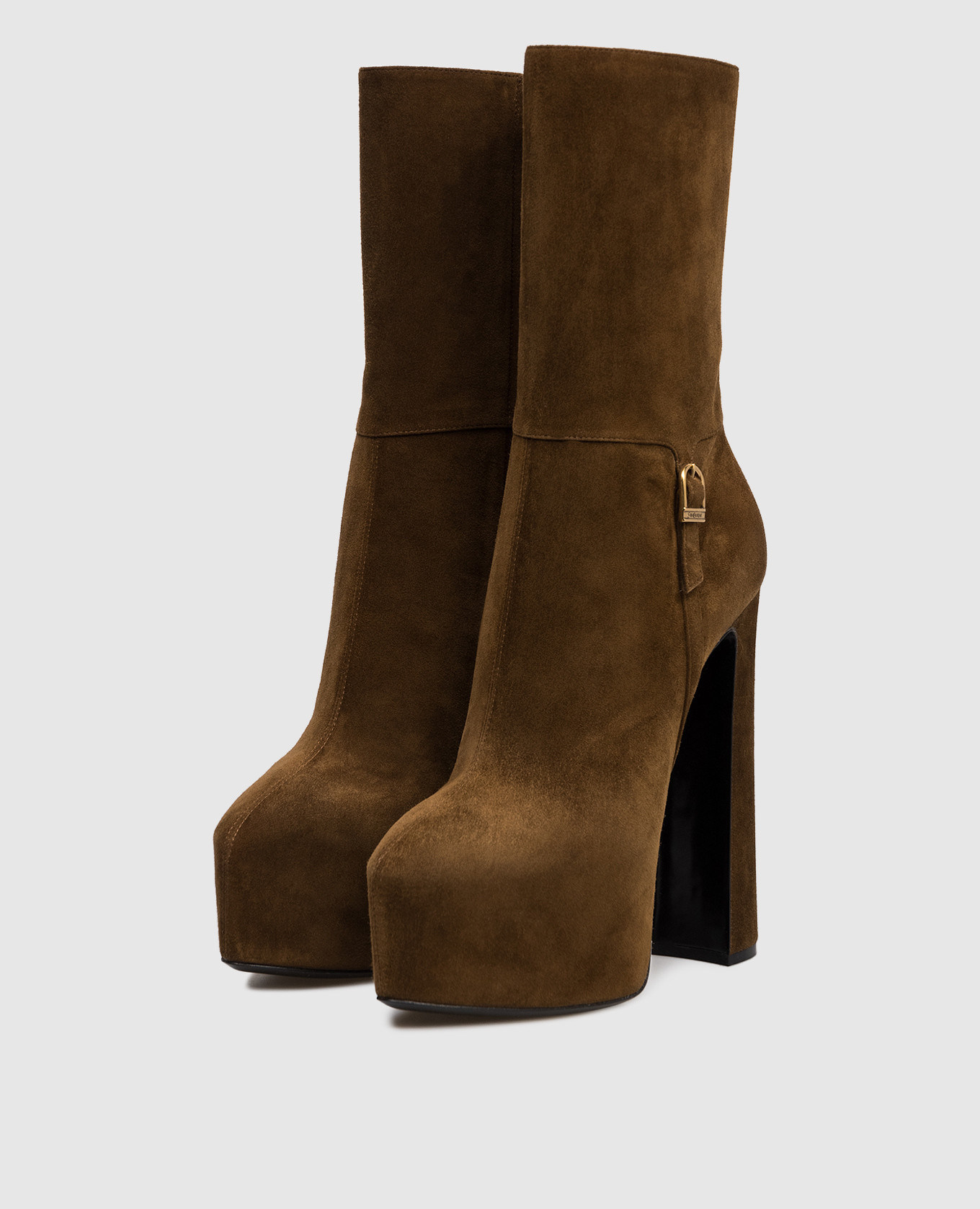 Brown suede ankle boots NICO Saint Laurent 2