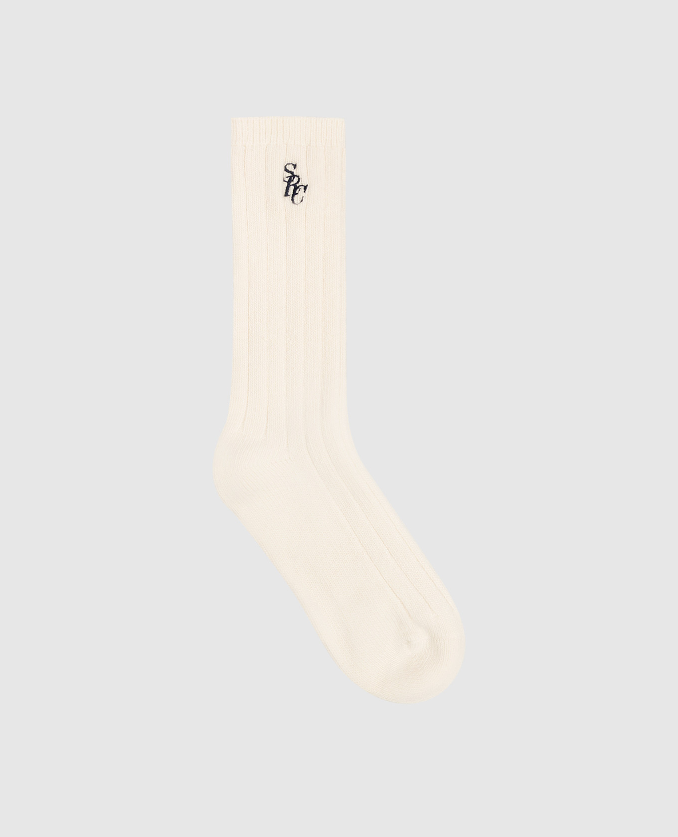 Ivory wool and cashmere socks with monogram embroidery Sporty & Rich