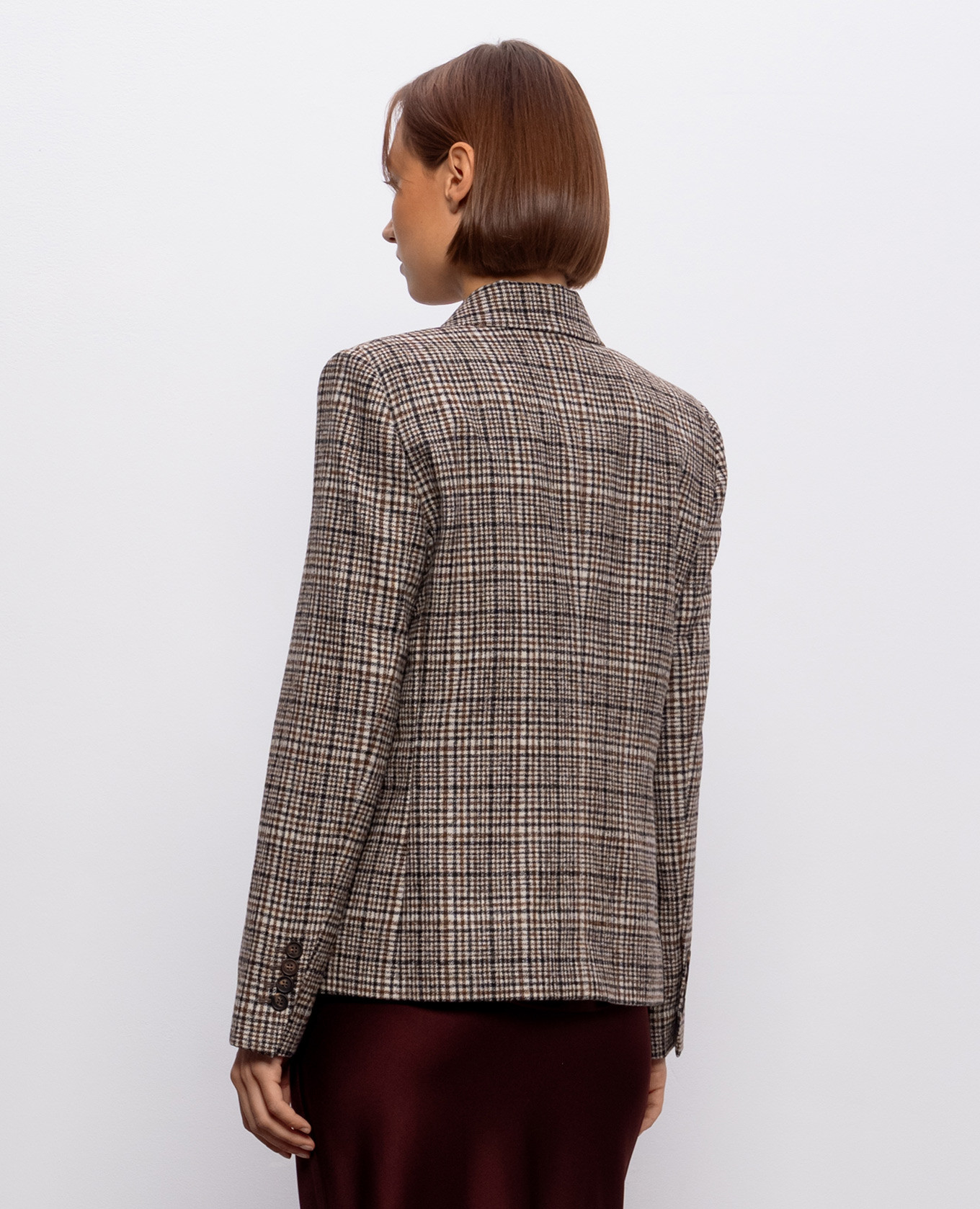 Double-breasted alpaca wool check jacket Brunello Cucinelli 4