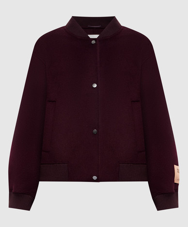 Burgundy wool and cashmere bomber jacket