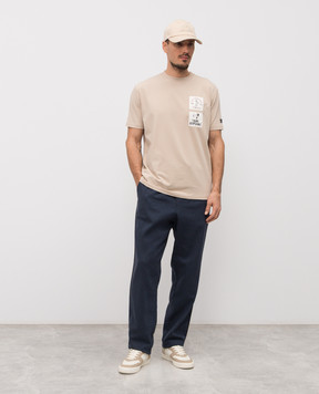 Iceberg Blue linen pants with logo B0803625