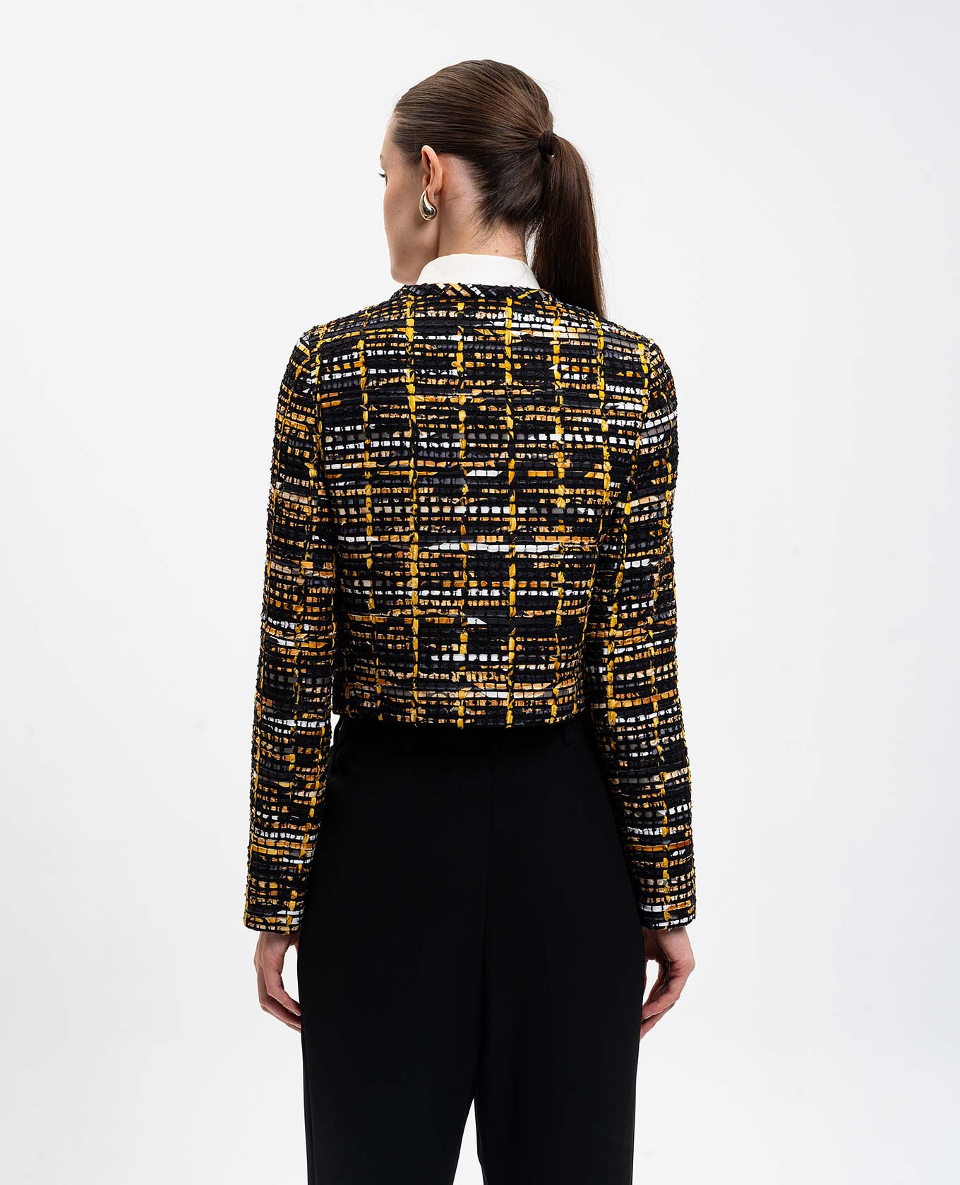 

Black tweed jacket with wool Versace