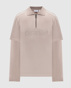 Off-White Beige polo shirt with logo print 44MAD012S26J001