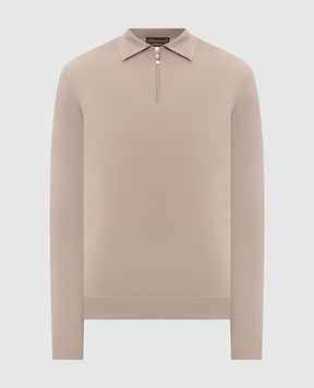Doriani Cashmere Beige wool, silk and cashmere polo shirt 18057ZIP79