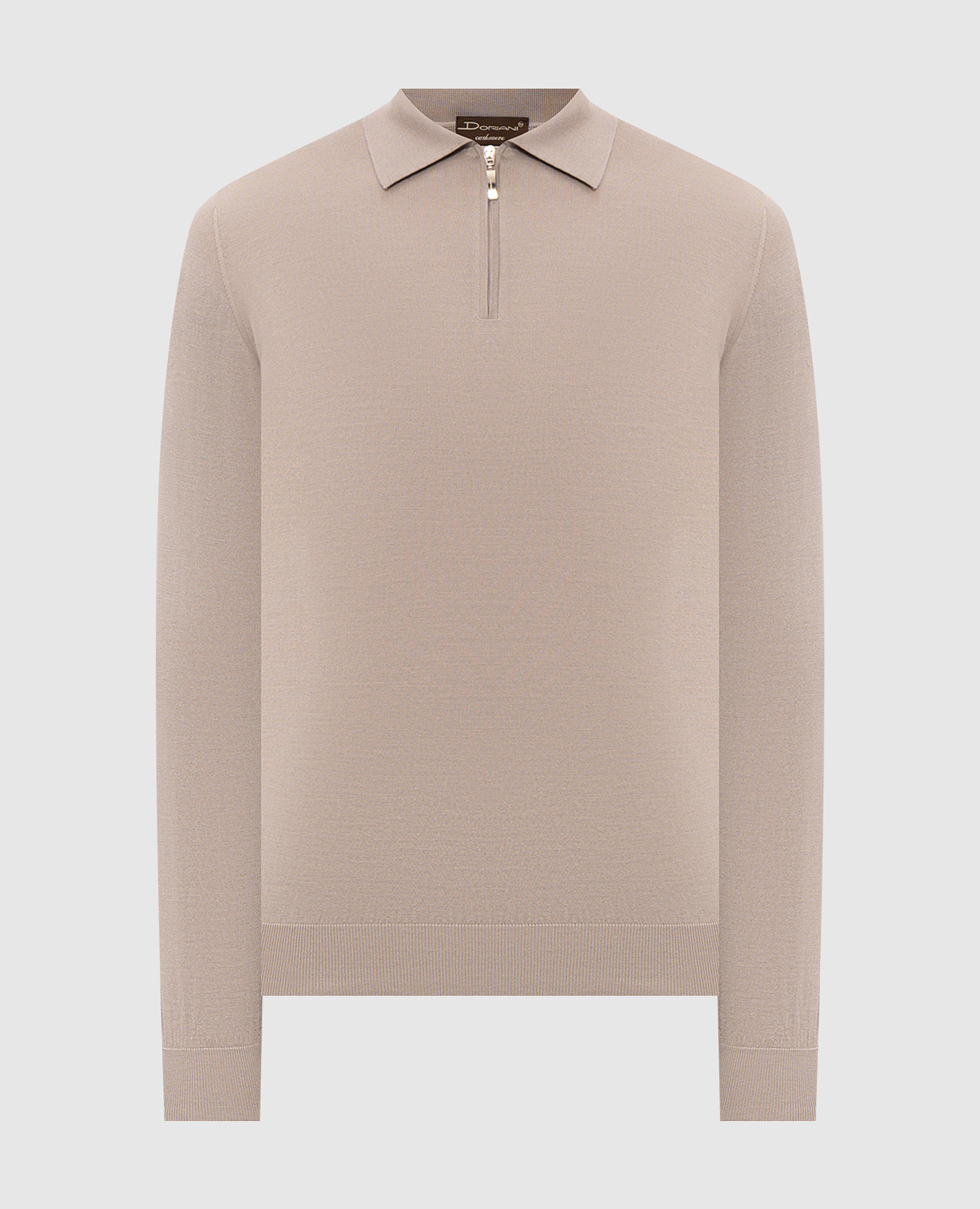 Beige wool, silk and cashmere polo shirt