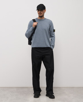 Stone Island Blue wool sweater with logo L1S155100010S00B4