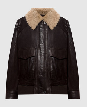 Max Mara Weekend Brown leather jacket CALATA with fur WKDCALATA