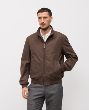 Stefano Ricci Brown wool and cashmere jacket with emblem M7J5400460MA0020