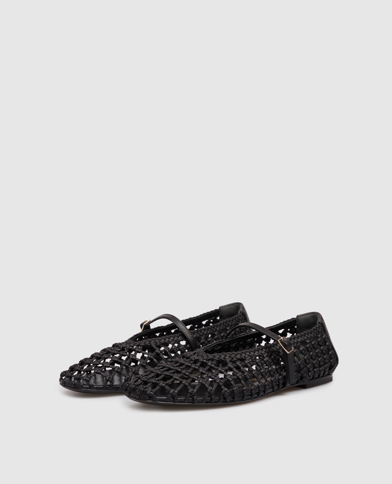 Black leather ballet flats with weaving Babe Pay Pls 2