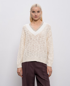 Brunello Cucinelli Beige hemp and silk pullover MWA576302