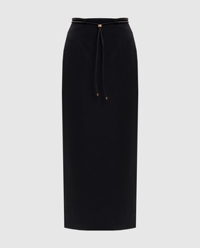 Agnona Black wool skirt with belt TG1007XUW022