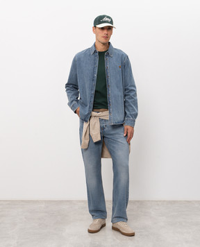 Ami Paris Blue denim shirt with embroidered emblem USH786DE0056