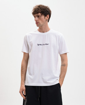 Off-White White T-shirt with Script Arrow embroidery 44MAA027S26J002
