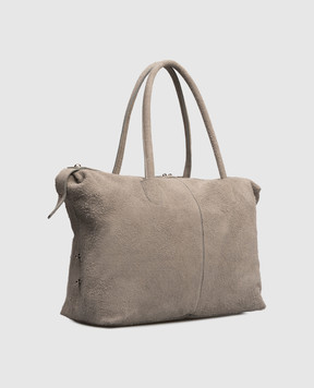 Max & Co Grey suede tote bag with logo MCASAMBAG