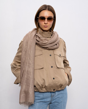 Brunello Cucinelli Brown stole made of cashmere and silk with lurex MSCDAR097