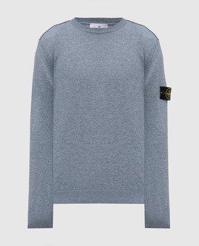 Stone Island Blue wool sweater with logo L1S155100010S00B4