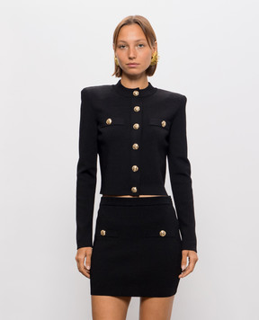 Balmain Black cardigan with accent shoulders JA0000000054