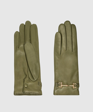 Khaki leather gloves