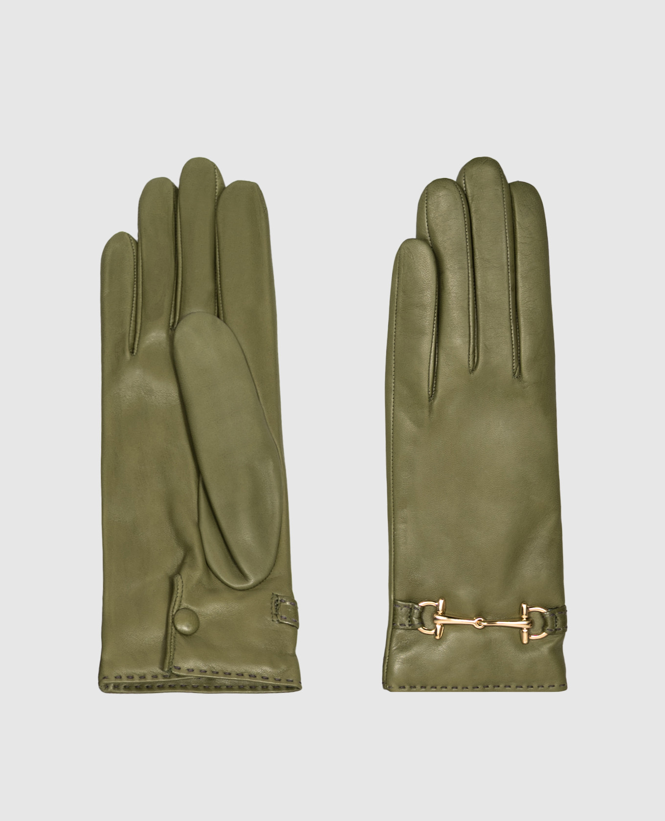 Khaki leather gloves