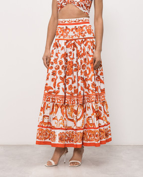Dolce&Gabbana White maxi skirt with branded print F4CX0TGDDRL