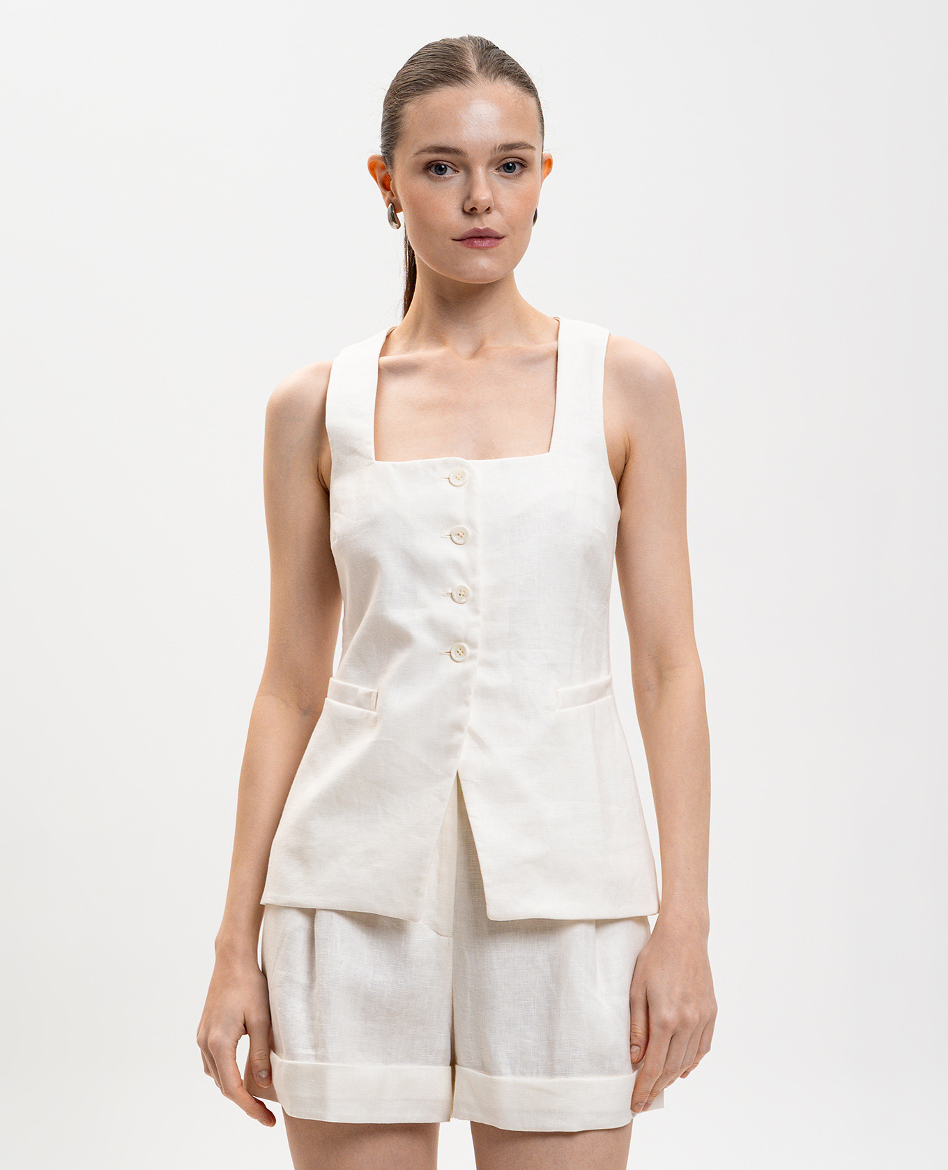 

Jackie white linen vest Faithfull