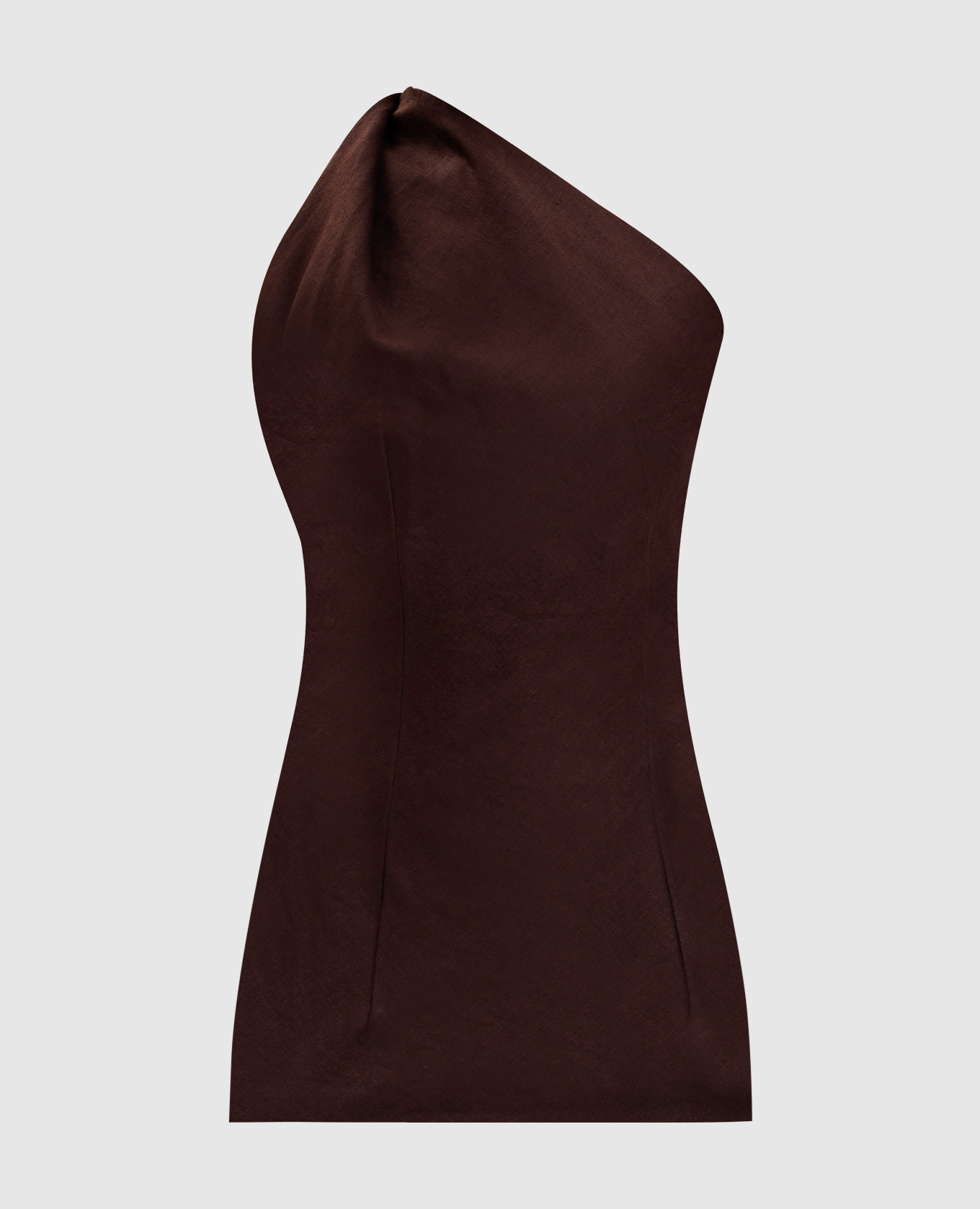 

Agua brown linen one-shoulder top Faithfull