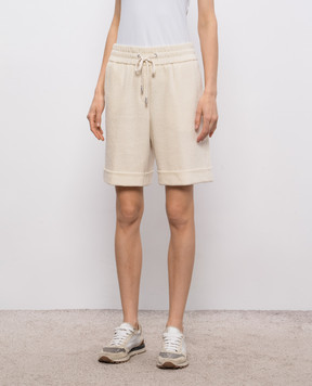 Peserico Beige shorts with lurex P04221J007450