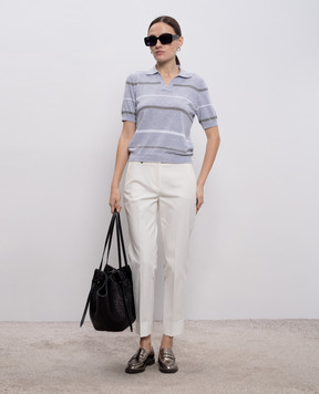 Peserico Gray striped polo shirt A99092F149173M