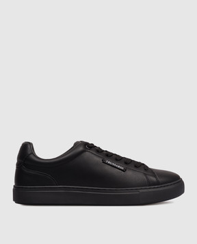 Trussardi Black leather sneakers with logo patch N029S001055NMNS01L71