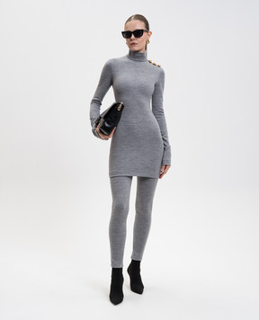 Balmain Grey melange leggings with wool FF0OC014JL17