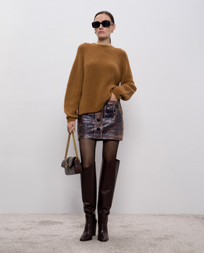 Twinset Brown alpaca sweater with logo 252TT3060