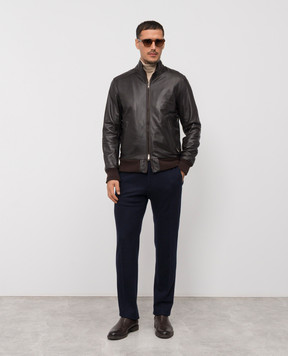 Cashmere&Whiskey Brown leather jacket DF272NAPPA