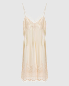 Ermanno Scervino Beige silk dress with lace D482Q321APVKX