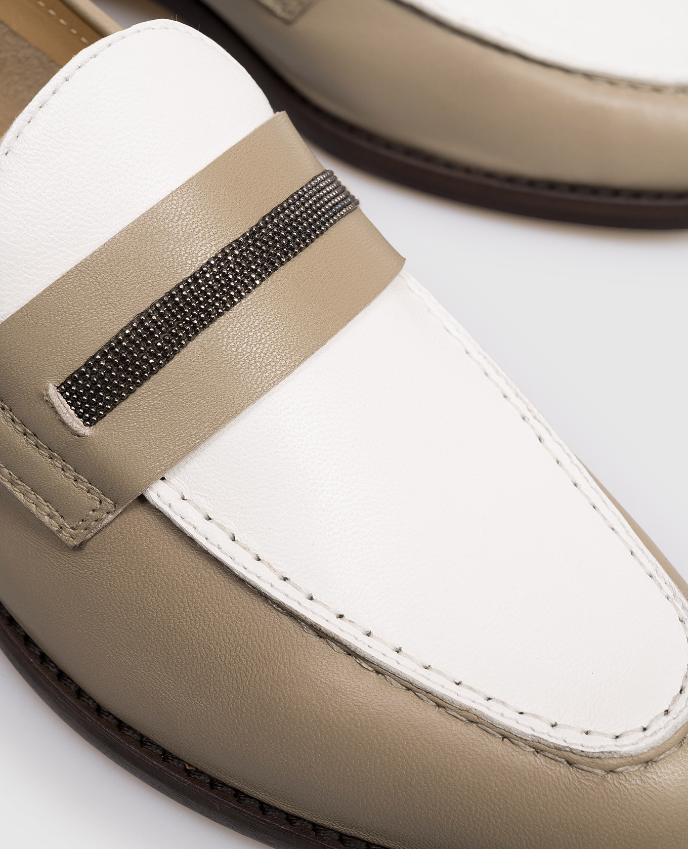 Khaki leather loafers with monil chain Doucal's 5