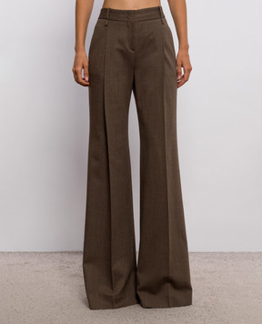 Ermanno Scervino Brown flared pants with patterned wool D496P301YAX