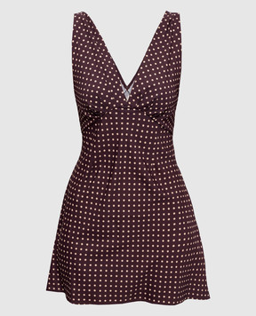 Faithfull Graciela brown polka dot mini dress FF4642PCP