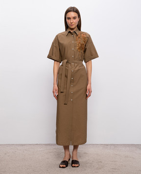 Brunello Cucinelli Brown shirt dress with sequins M0F79AHD91