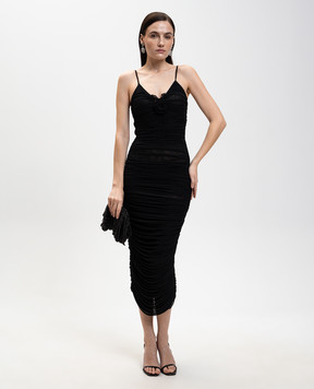 David Koma Black midi dress with drapery RE26DK10DA