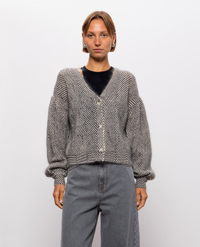 Twinset Beige cardigan with patterned wool 262TT3400